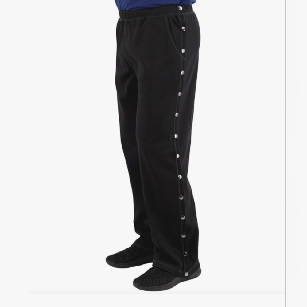 Black Jogger Sweatpants with Snap Button Detail
